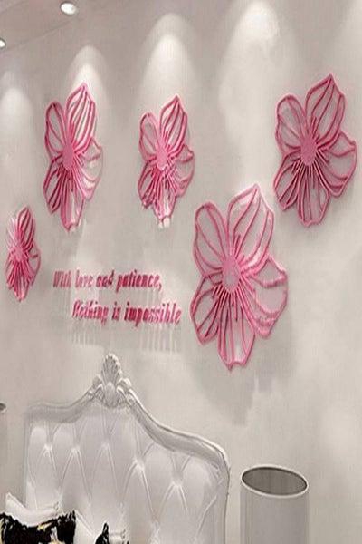 ملصقات جدارية ثلاثية الأبعاد من الأكريليك بتصميم زهور تعبر عن الحب