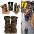 Fashion Ladies Lace Up Low Heel Round Toe Foldable Military Combat Mid Calf Women's Boot