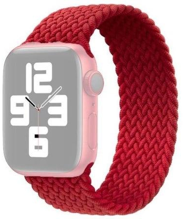 Nylon Single-Turn Braided Watchband For Apple Watch Series 7/6/5/4/3/2/1/SE 45/44/42mm Red
