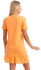 Izor Solid Round Ruffled Trim Short Nightgown - Orange