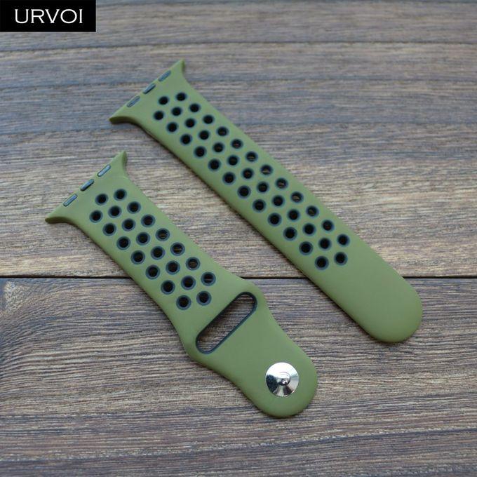 URVOI Sport Band For Apple Watch + Series 4 3 2 1 New Color Silicone Strap For Iwatch Breathable New Colors 38/40 42/44 Mm(#Olive Flak Black)(38mm 40mm M L) SHA