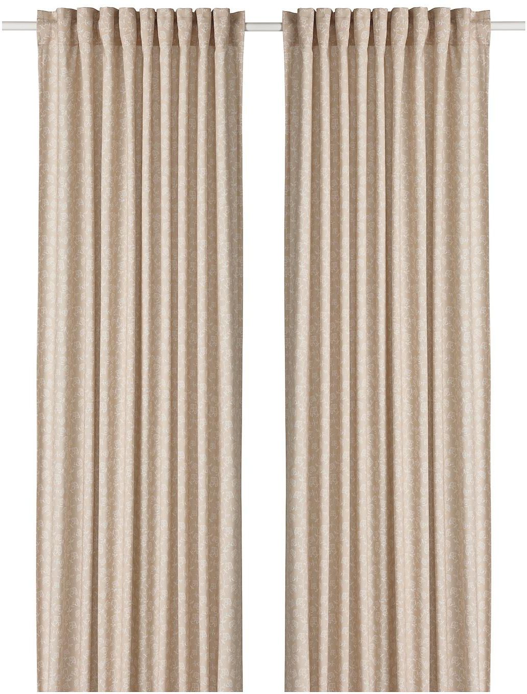 TRYSTÄVMAL Curtains, 1 pair - beige/white 145x300 cm