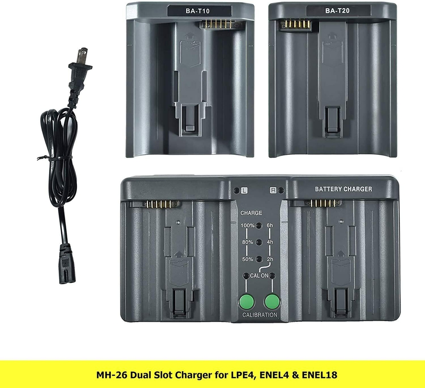 DMK Power Mh26A 3-In-One Power Battery Charger Compatible For Nikon En-El18 En-El4 Compatible Canon Lp-E4 Lp-E4N Lp-E19 Battery as Mh-26