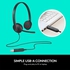 Logitech H340 Wired Headset, Stereo Headphones, USB - Black