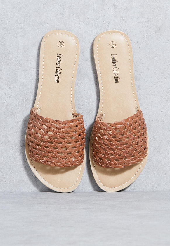 Real Leather Weave Sandals