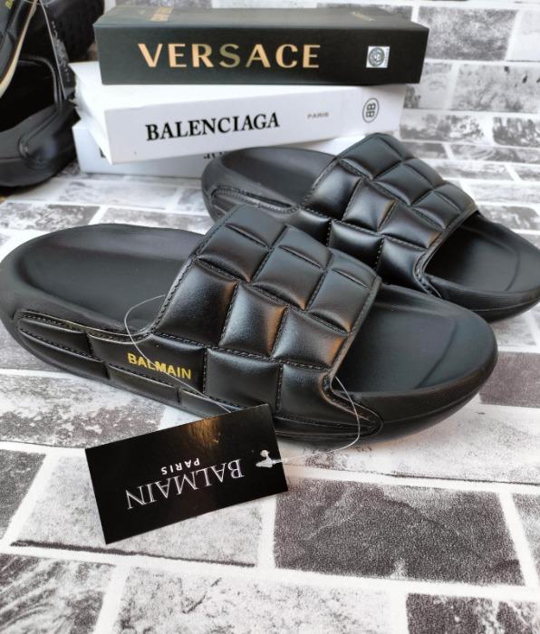 Brand New Versace All Black Type 2 Sandals for Men.