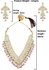 ZAVERI PEARLS Green Pink Stones & Cluster Beads Kundan Necklace Earring & Ring Set For Women-ZPFK15357