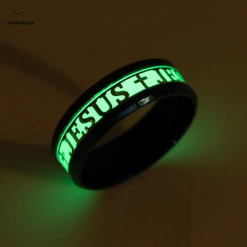 Men's Ring New Fashion JESUS Glow-in-the-dark Ring Hot Style T-shirt Accessories Jewelry Gift