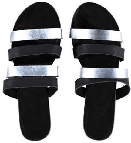 JGeTters Ladies Shadowed Exquisite Slippers - Black/Silver