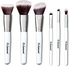 White Makeup Kit with 6 Essential Face and Eye Makeup Brushes