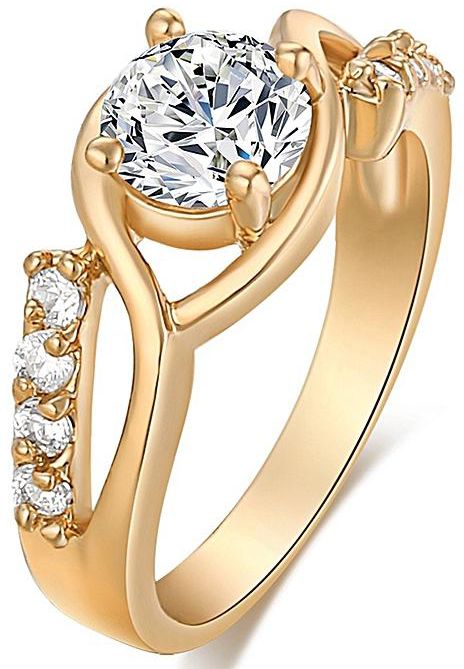 Womens 18K White Sapphire Gold Plated Fashion Gemstone Ring 9 High Quality