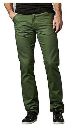 Fashion Soft Khaki Men's Trouser Stretch Slim Fit Casual- Green