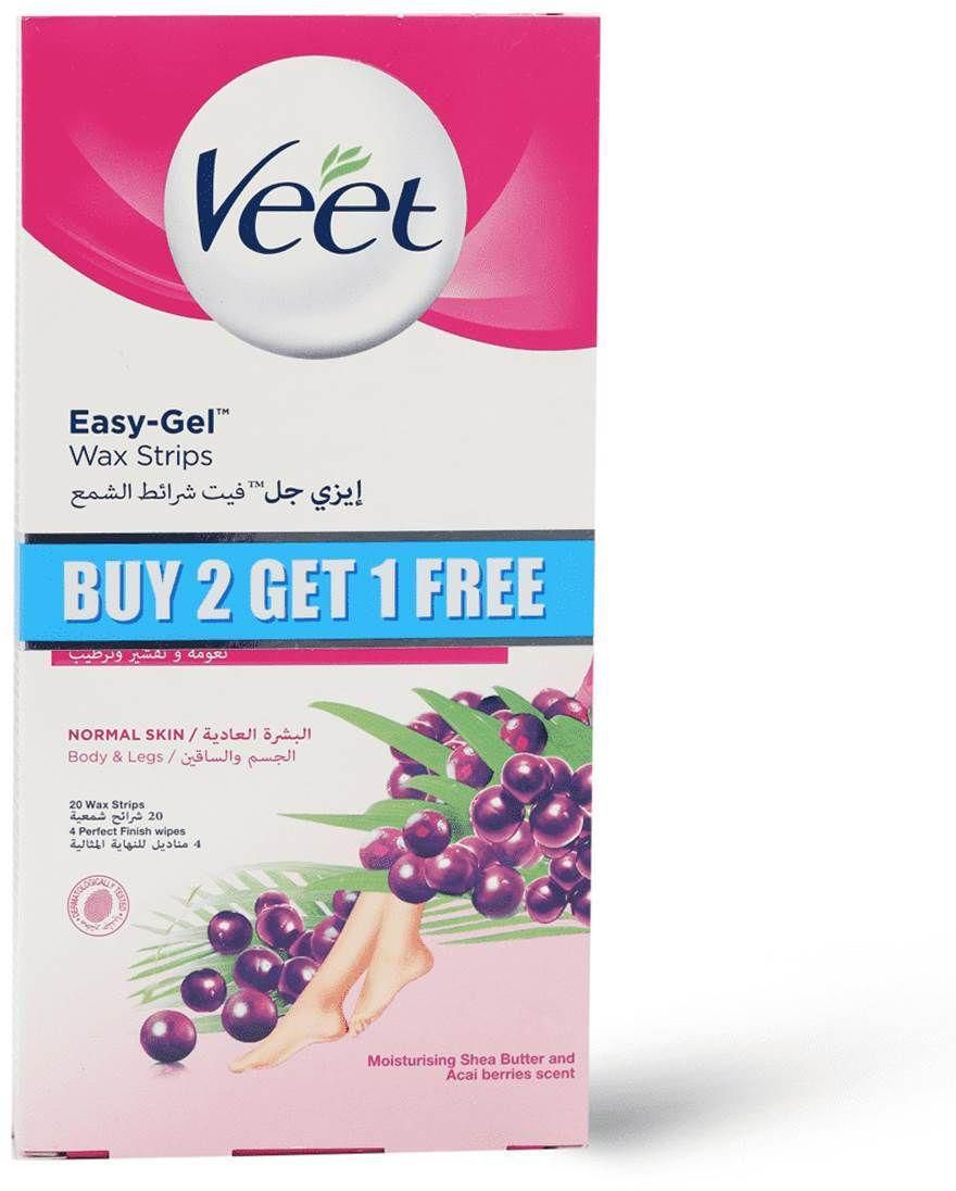 Veet, Hair Removal Wax Strips, For Normal Skin 20 Pieces, 2+1 Free - 1 Kit