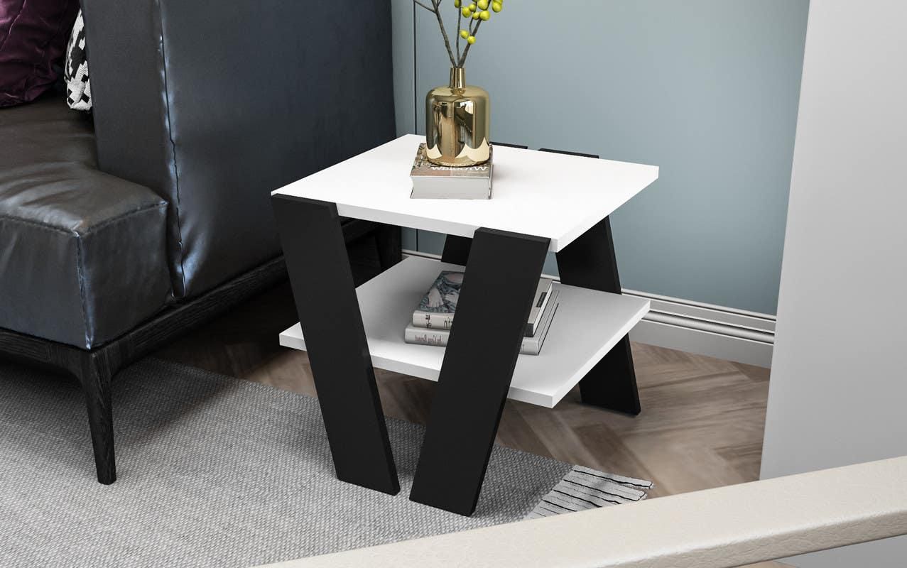 Get MDF Wood SideTable, 40x40x50 cm - White Black with best offers | Raneen.com
