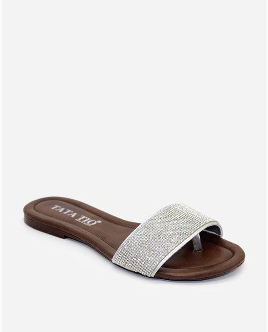 Tata Tio Sequins Slippers - Silver