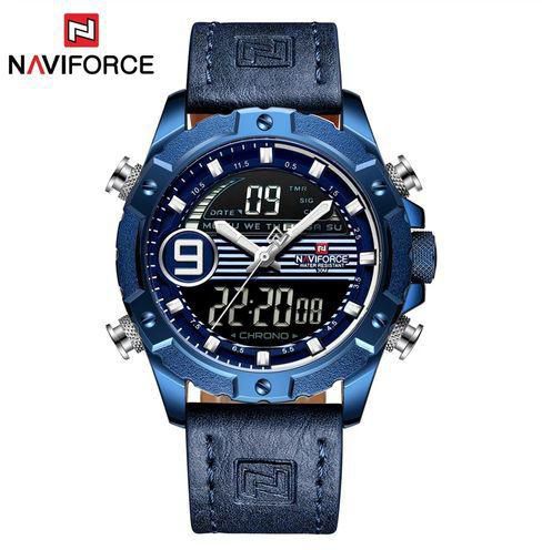 Naviforce Digital Analogue Men's Leather Fashion Wrist Watch