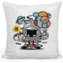 Planets Themed Sequin Decorative Throw Pillow White/Silver/Black
