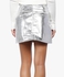 Metallic Silver Side Zip Mini Skirt