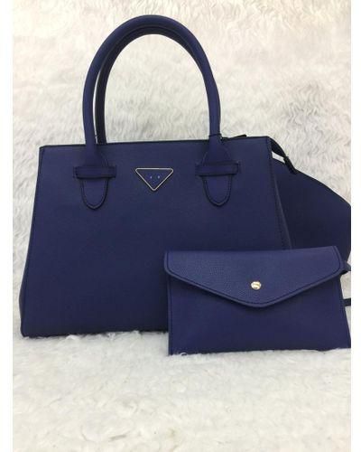 Fashion Blue 3 in 1 Leather Handbag