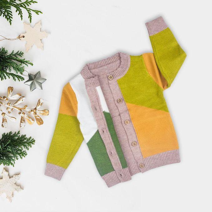 Baby Boys Winter Knitted Pullover With Multi-colored Buttons