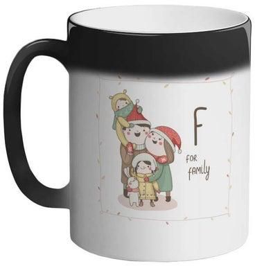 F For Family Printed Colour Changing Coffee Mug Black 325ml