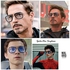 NULOOQ Tony Stark Polarized Sunglasses for Men Women Vintage Aviator Square Metal Frame Iron Man Edith Sun Glasses