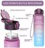 HomoDesign Water Bottle with Time Marker & Straw 32oz, BPA Free Leakproof Motivational Water Bottle for Fitness, Outdoor Sports, Home, School and Office (Purple Blue Gradient)