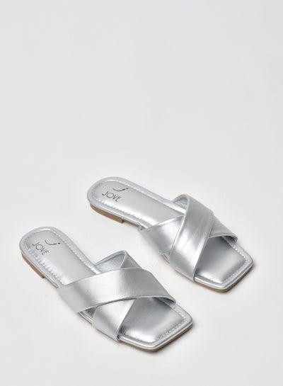 Stylish Elegant Flat Sandals Silver