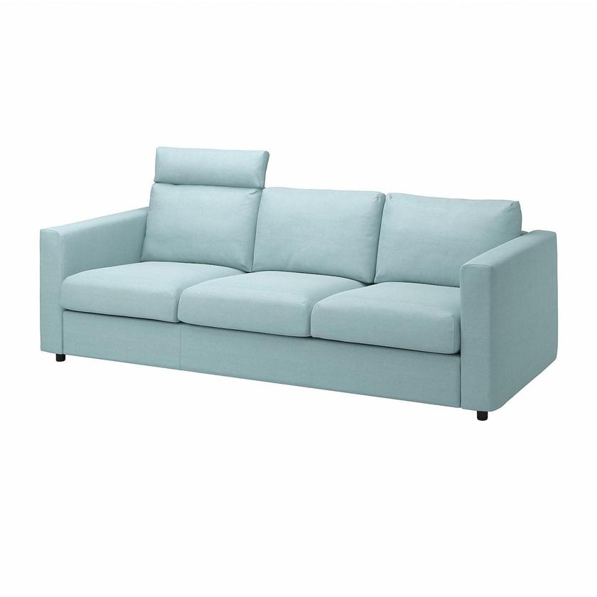 VIMLE 3-seat sofa - with headrest/Saxemara light blue
