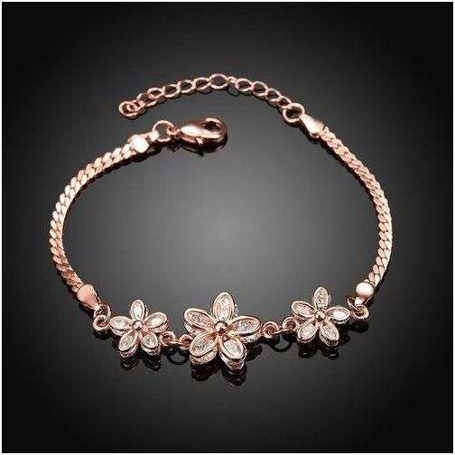 Fashion Inlaid White Zircon Different Types Bracelet - Rose Gold