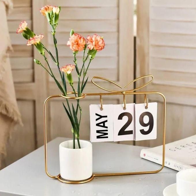 Metal Calendar With Porcelain Vase From FLAMINGO