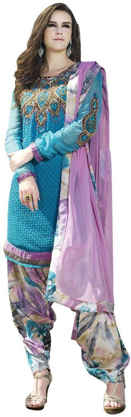 Shivam Digital Print Semi Stiched Anarkali Suit for women, Blue, SHV5011