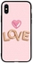 غطاء حماية واقٍ لهاتف أبل آيفون XS رسمة قلب وكلمة "LOVE" بلون ذهبي