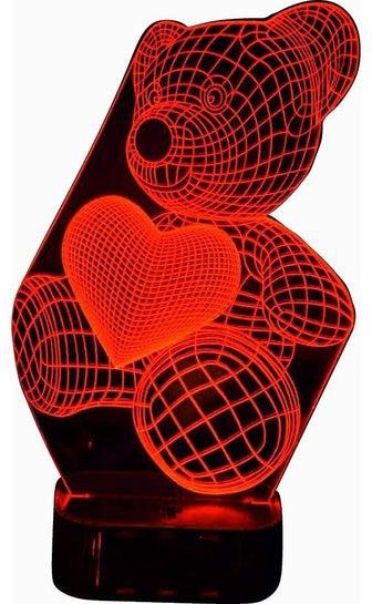 3D Heart-Shaped LED Night Light Lamp