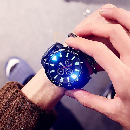 Black And White LED Light Waterproof Quartz Wrist Watch With Silicon Band