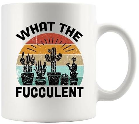 كوب سيراميك بطبعة "What the Fucculent"، أبيض، 313 مل