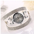 Bluelans Lady's Rhinestone Faux Leather Quartz Wrap Bracelet Dress Wrist Watch-White