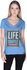 Creo Life is Simple Retro T-Shirt for Women - XL, Blue