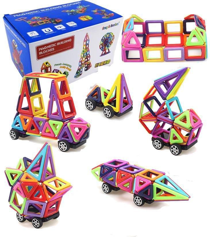 76pcs DIY 3D Multicolour Magnetic Blocks Construction Building Kids Puzzle Toys 