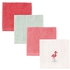 Luvable Friends Super-Soft 4 Piece Washcloths, Flamingo, One Size