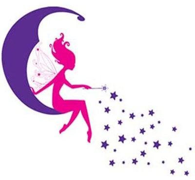 One Fairy On Moon Stars Wall Sticker Decal Pink