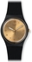 Swatch Black Silicone Gold dial Watch for Women's, Men's GB288