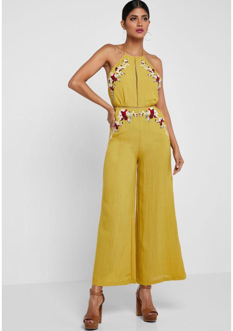 Embroidered Jumpsuit Yellow