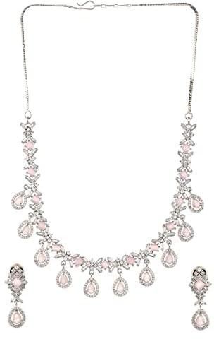 VOYLLA VoyllaSparkling Elegance Pink Gems Jewellery Set