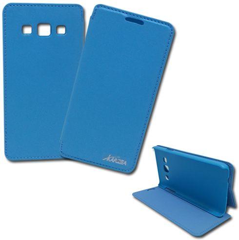 Karzea Foldable Flip Stand Leather Case For Samsung Galaxy A3 (Cyan)