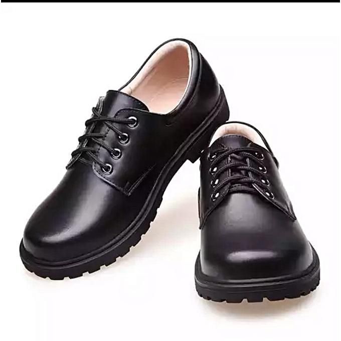 Fashion Teens Boy's Leather Comfortable School Shoe - Black