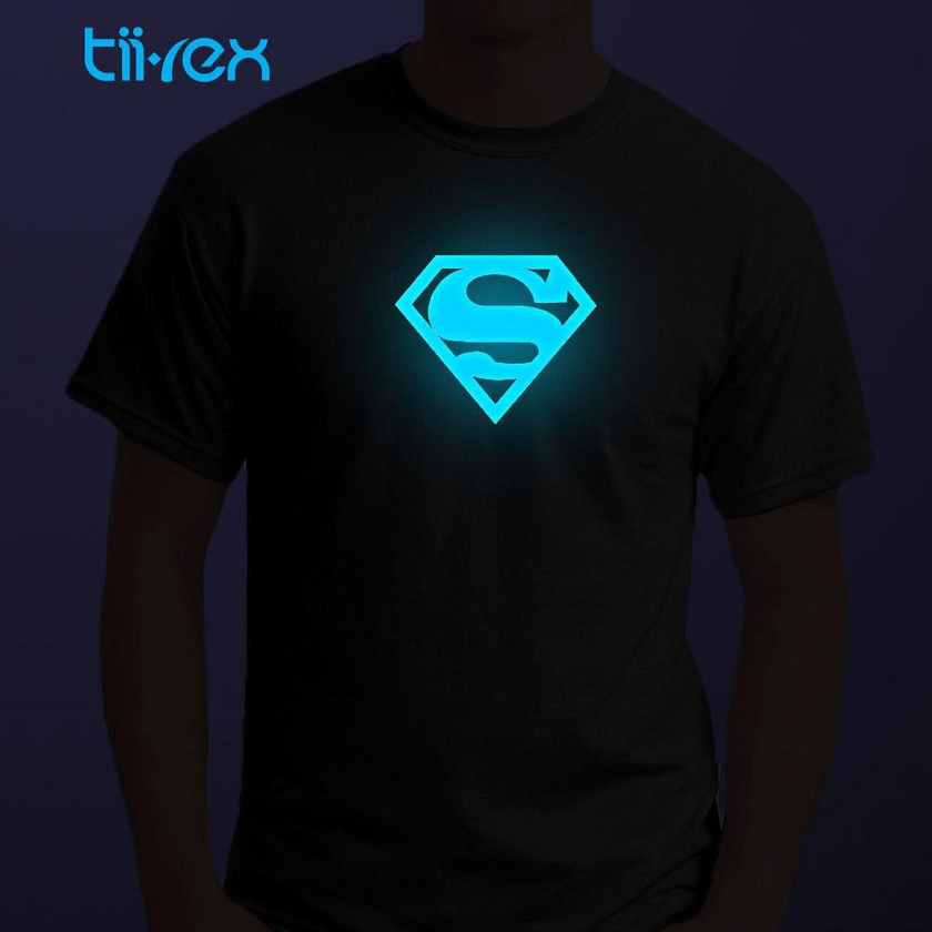 Superman Blue Glow in Dark Round Neck Cotton T Shirt - 5 Sizes (Black)