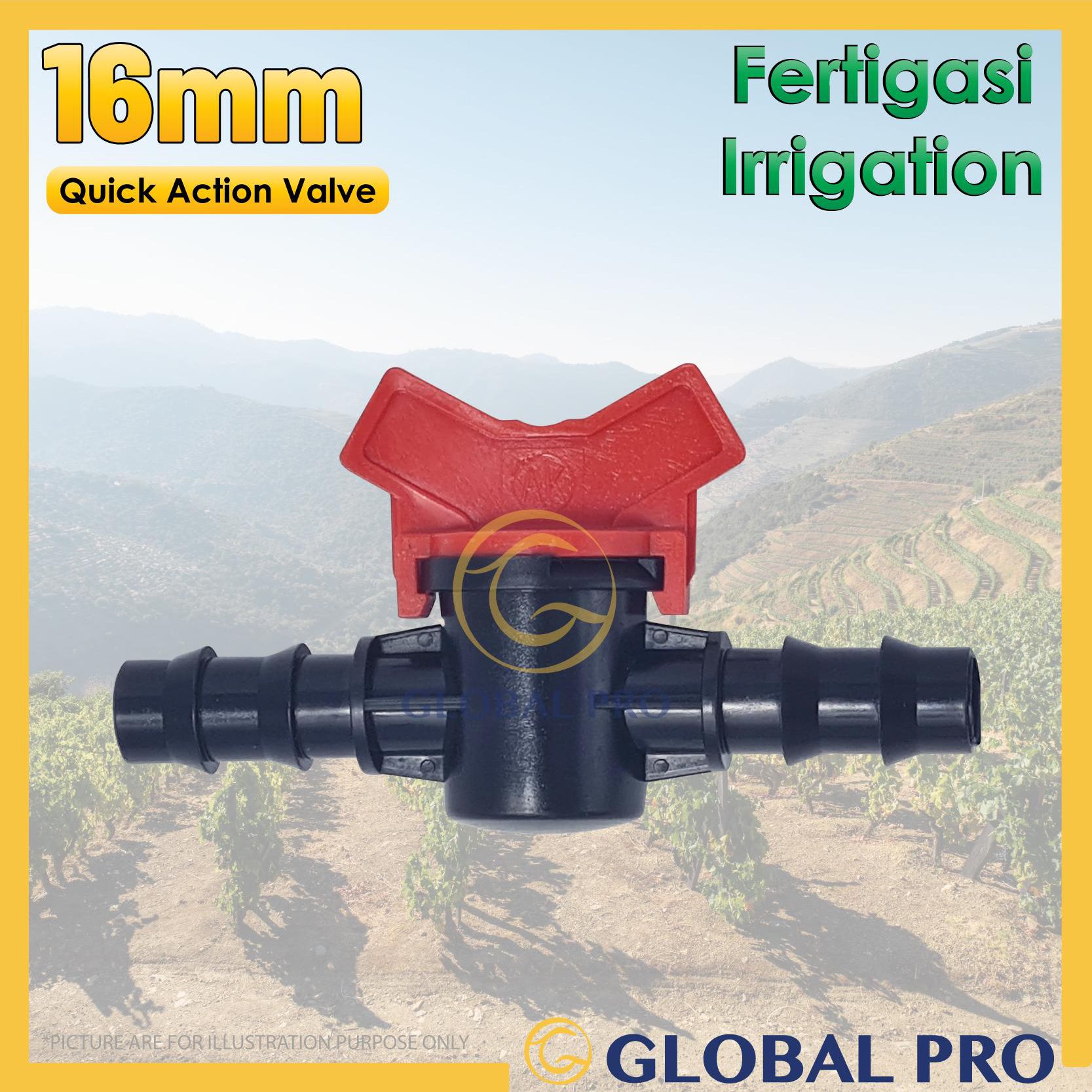 [1pc] 16mm Quick Action Valve Ball Fertigasi Hydroponic Tubing Irrigation