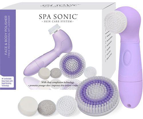 Spa Sonic Skin Care System Face & Body Polisher - 7 Piece Professional Kit, White 1 ea