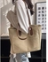 canvas tote bag, fabric handbag, cotton bag,with external pockets,natural beige color with brown leather strap, zipper top closure, daily essentials, for work,school, university,shopping, حقيبة قماش
